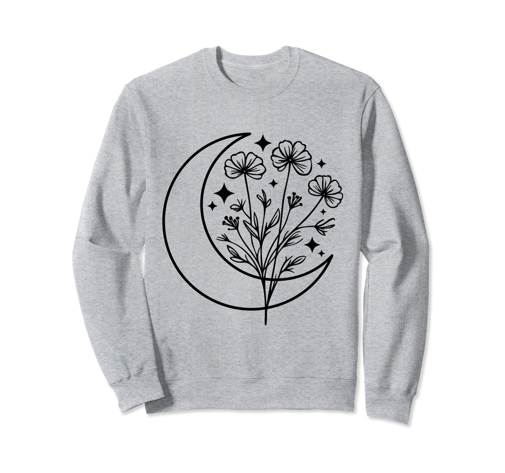 Wildflower Crescent Moon Floral Sweatshirt - Aesthetic Graphic Men Women - T-Shirt, Sweatshirt, Hoodie