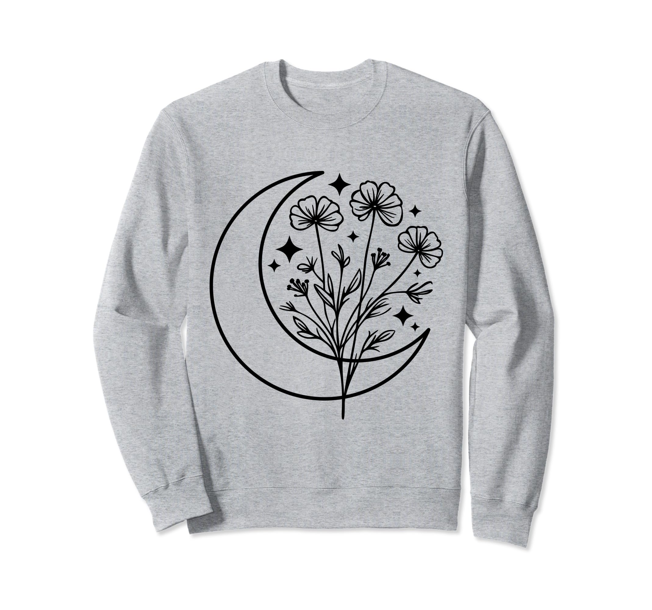 Wildflower Crescent Moon Floral Sweatshirt - Aesthetic Graphic Men Women - T-Shirt, Sweatshirt, Hoodie
