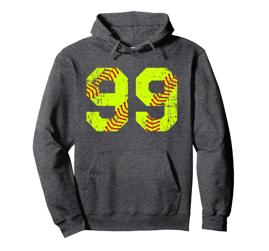 Softball 99 Jersey Number Hoodie - Novelty Apparel Unisex - T-Shirt, Sweatshirt, Hoodie
