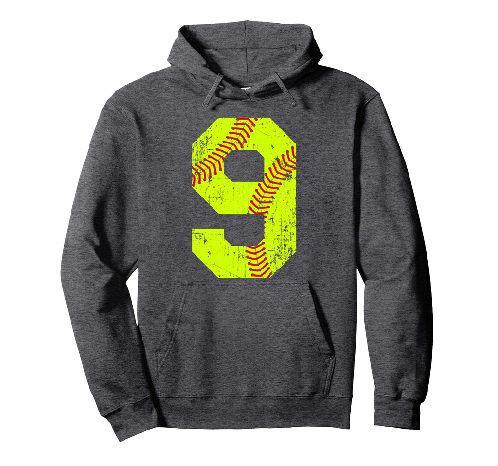 Softball 9 Jersey Number Hoodie - Graphic Print Men Women - T-Shirt, Sweatshirt, Hoodie