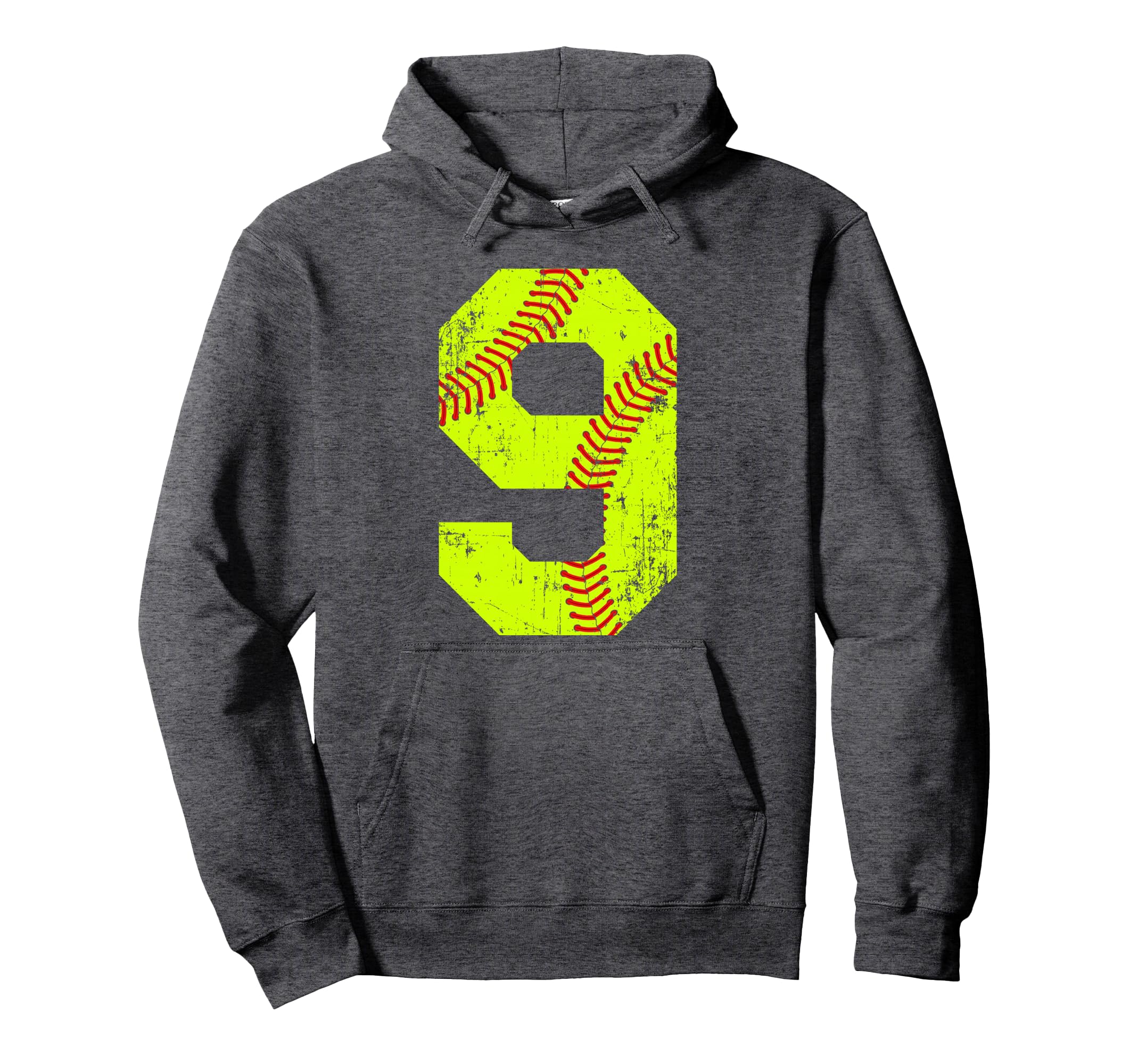 Softball 9 Jersey Number Hoodie - Graphic Print Men Women - T-Shirt, Sweatshirt, Hoodie