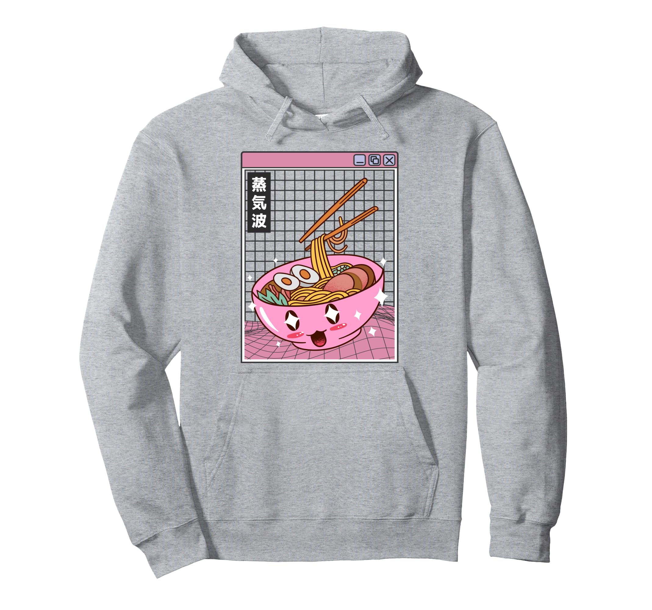Ramen Noodles Bowl Kawaii Grid Hoodie - Casual Everyday Wear Men Women - T-Shirt, Sweatshirt, Hoodie