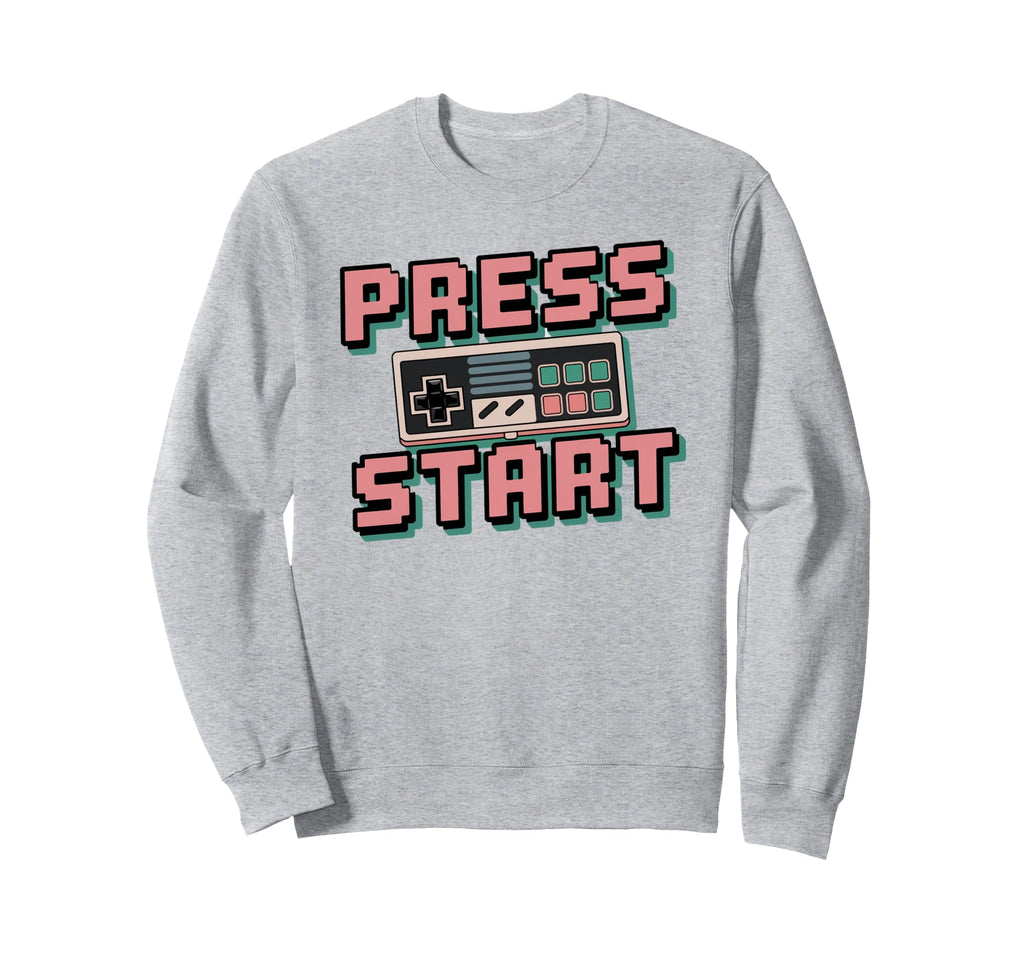 Gaming Press Start Gaming Arcade Sweatshirt - Minimalist Print Men Women - T-Shirt, Sweatshirt, Hoodie