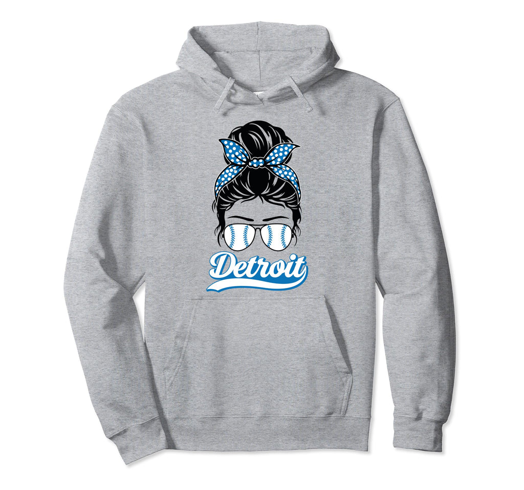 Detroit Baseball Leopard Messy Bun Hoodie - Aesthetic Graphic Men Women - T-Shirt, Sweatshirt, Hoodie