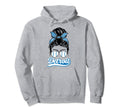 Detroit Baseball Leopard Messy Bun Hoodie - Aesthetic Graphic Men Women - T-Shirt, Sweatshirt, Hoodie