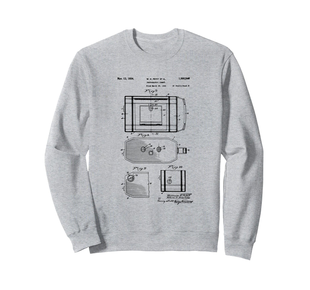 Camera Photographic Patent Sweatshirt - Casual Everyday Wear Men Women - T-Shirt, Sweatshirt, Hoodie