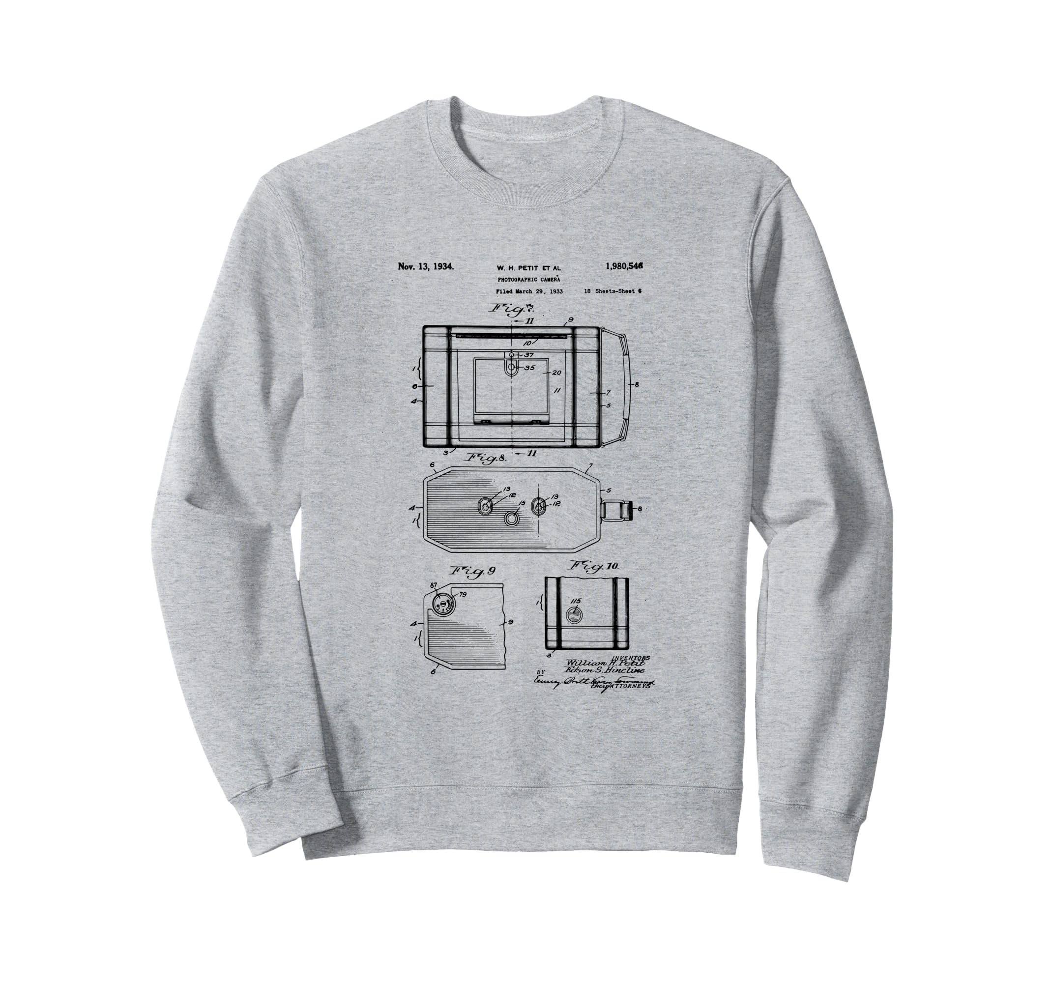 Camera Photographic Patent Sweatshirt - Casual Everyday Wear Men Women - T-Shirt, Sweatshirt, Hoodie