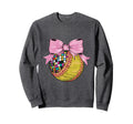 Coquette Bow Disco Ball Softball Sweatshirt - Aesthetic Graphic for Adults - T-Shirt, Sweatshirt, Hoodie