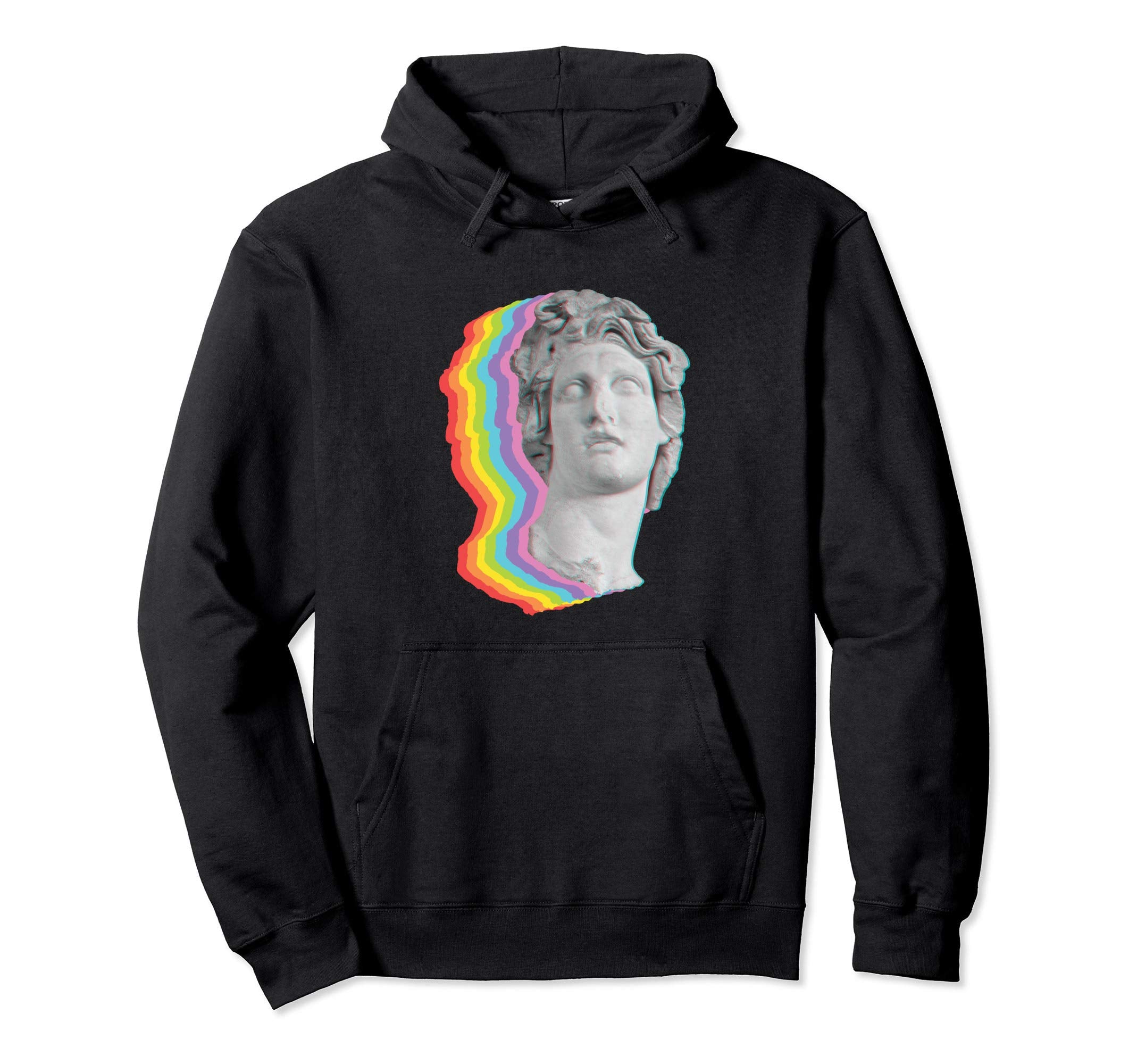 Rainbow Glitch Retrowave Synthwave Hoodie - Graphic Print Men Women - T-Shirt, Sweatshirt, Hoodie