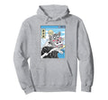 Cat Eating Sushi Surfing Kanagawa Hoodie - Casual Everyday Wear Unisex - T-Shirt, Sweatshirt, Hoodie