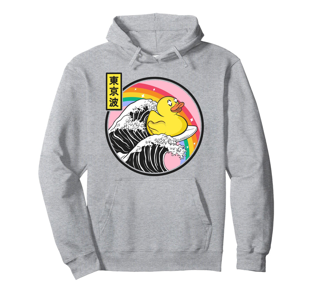 Rubber Duck Surfing Kanagawa Wave Hoodie - Minimalist Print for Adults - T-Shirt, Sweatshirt, Hoodie