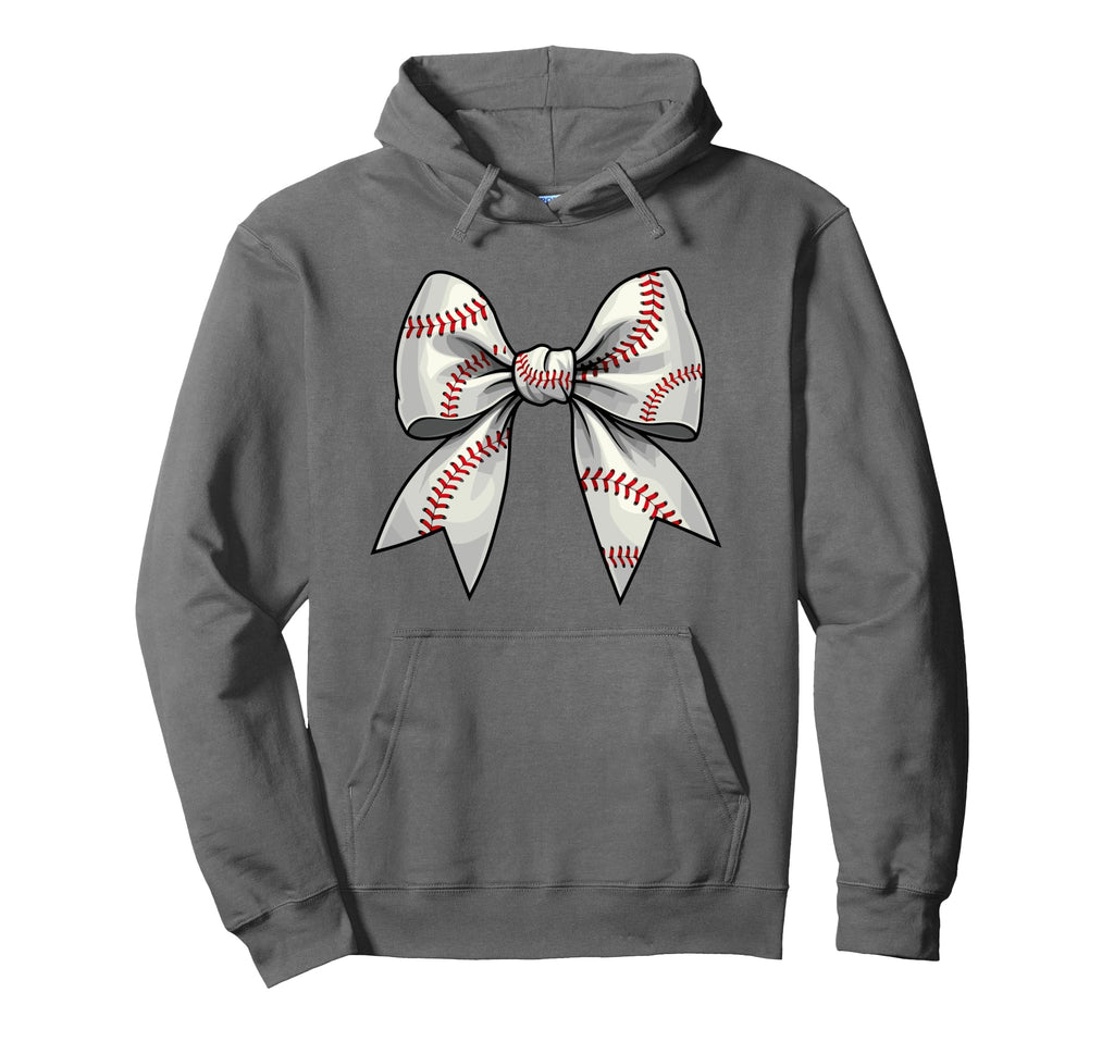 Baseball Coquette Bow Baseball Mom Ribbon Hoodie - Trendy Graphic Unisex - T-Shirt, Sweatshirt, Hoodie