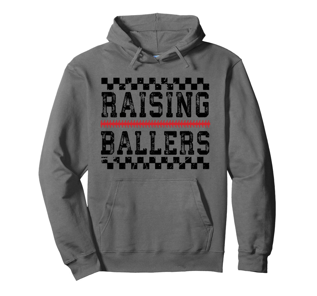 Raising Ballers Funny Baseball Football Hoodie - Graphic Print Unisex - T-Shirt, Sweatshirt, Hoodie
