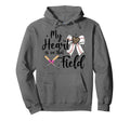 Baseball Mom My Heart Is That Field Bow Hoodie - Graphic Print Unisex - T-Shirt, Sweatshirt, Hoodie