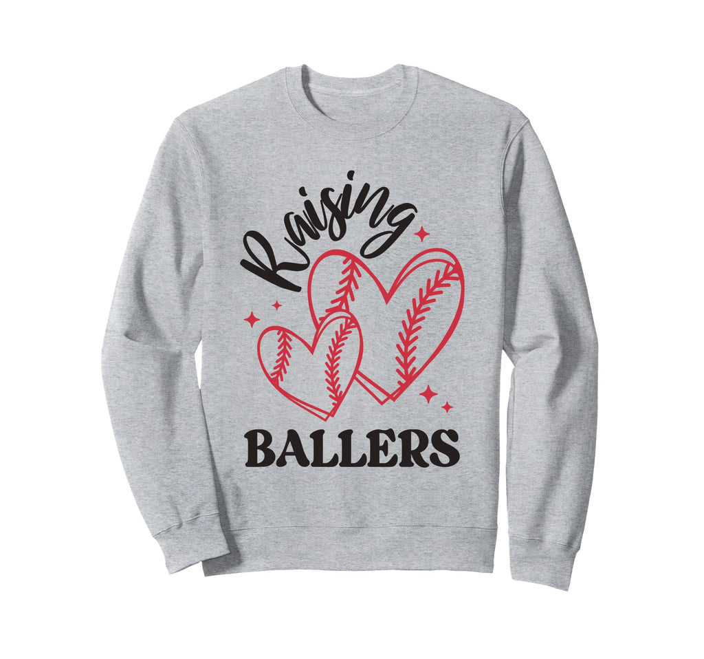 Raising Ballers Baseball Mom Heart Sweatshirt - Streetwear Style Men Women - T-Shirt, Sweatshirt, Hoodie