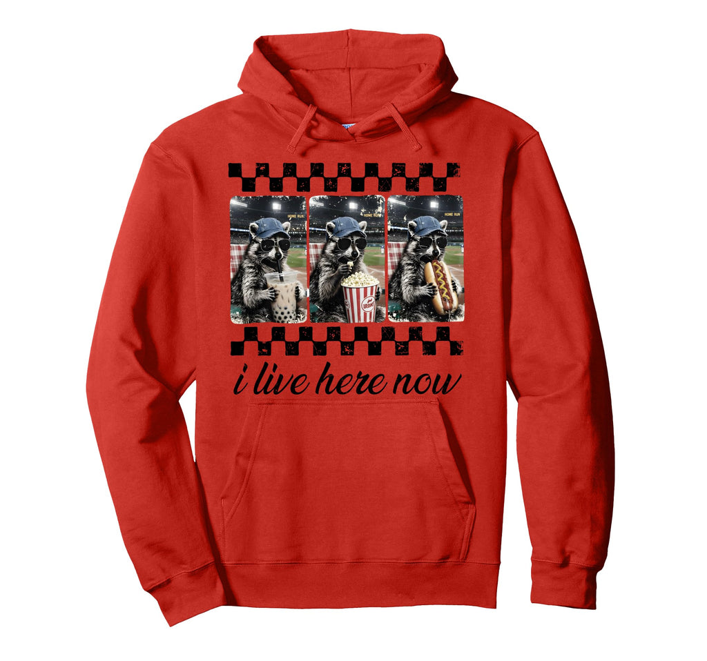 Funny Raccoon Ballfield Baseball Field Hoodie - Novelty Apparel for Adults - T-Shirt, Sweatshirt, Hoodie