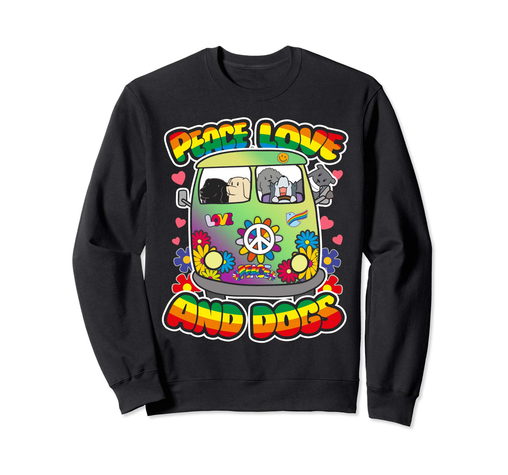 Peace Love And Dogs Hippie Beatnik Sweatshirt - Streetwear Style Men Women - T-Shirt, Sweatshirt, Hoodie