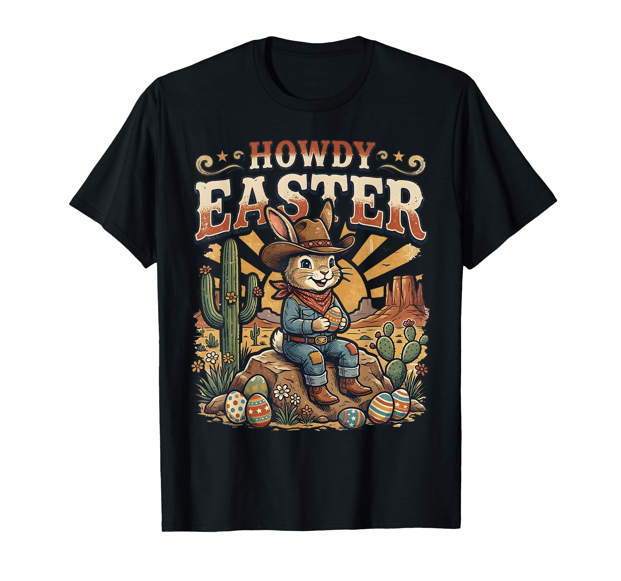 Howdy Easter Cowboy Bunny Western T-Shirt - Graphic Print for Adults - T-Shirt, Sweatshirt, Hoodie