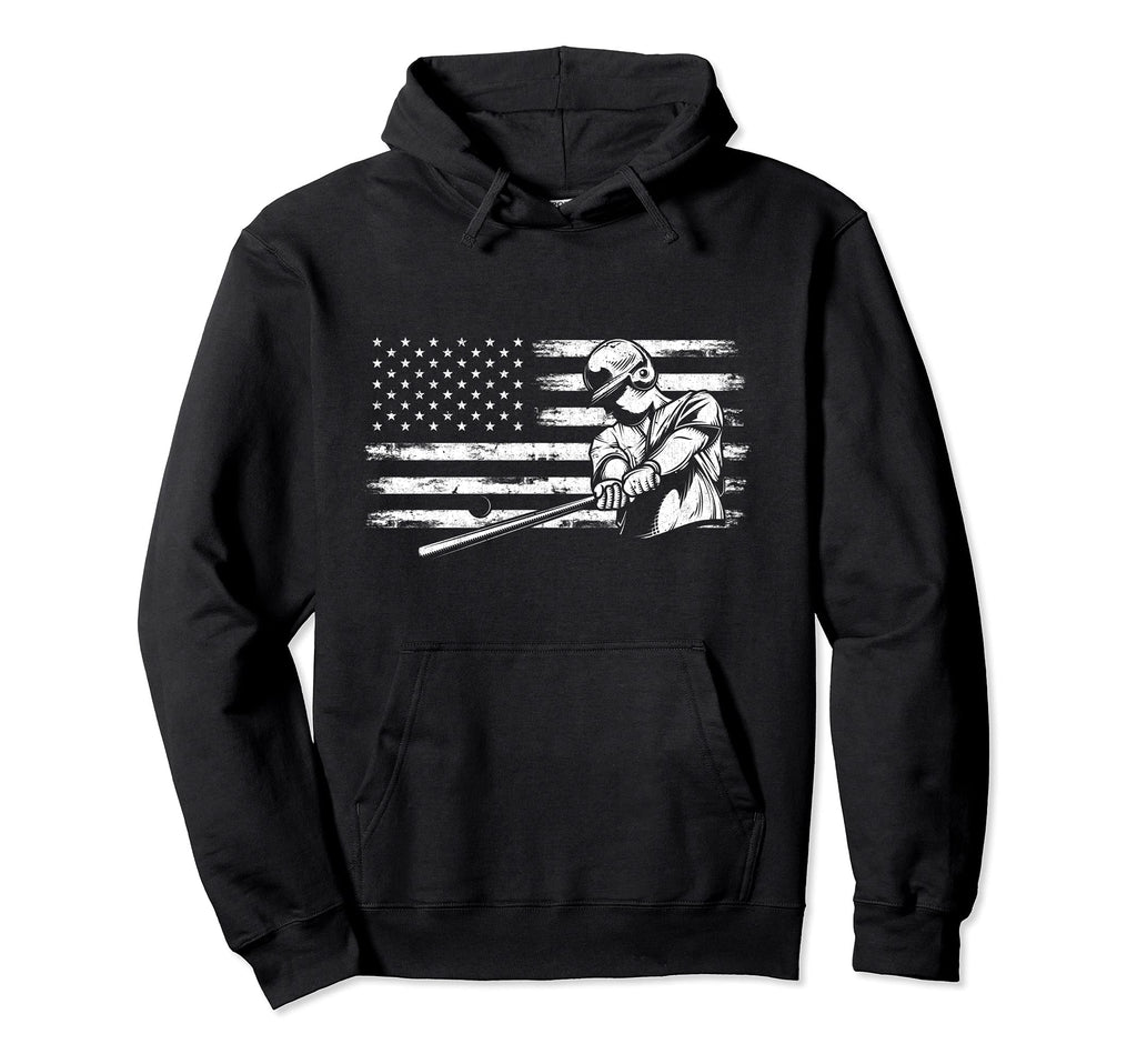 Us Flag American Baseball Batter Baseball Hoodie - Streetwear Style Unisex - T-Shirt, Sweatshirt, Hoodie