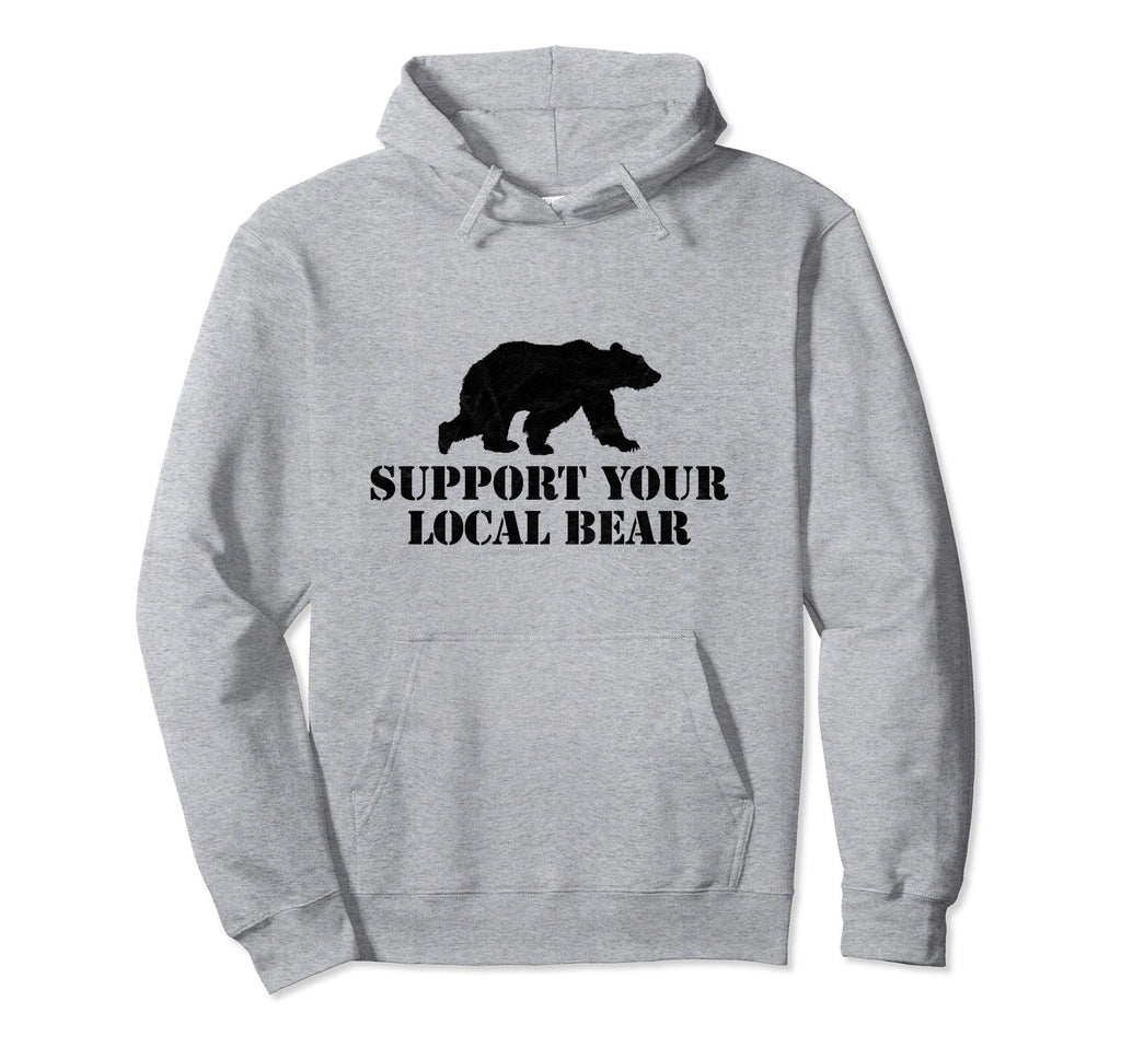 Support Your Local Bear Distressed Hoodie - Aesthetic Graphic for Adults - T-Shirt, Sweatshirt, Hoodie