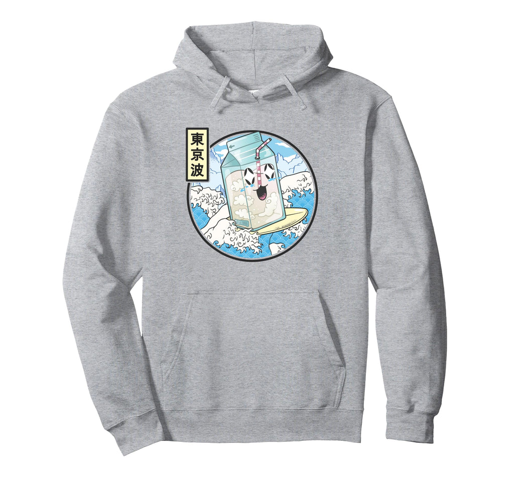 Surfing Milk Carton Japanese Waves Hoodie - Fun Novelty Design for Adults - T-Shirt, Sweatshirt, Hoodie