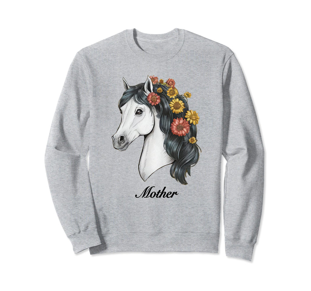 Coquette White Horse Flowers Mother Sweatshirt - Novelty Apparel Men Women - T-Shirt, Sweatshirt, Hoodie
