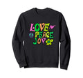 Distressed 70S Love Peace Joy Gift Sweatshirt - Novelty Apparel for Adults - T-Shirt, Sweatshirt, Hoodie