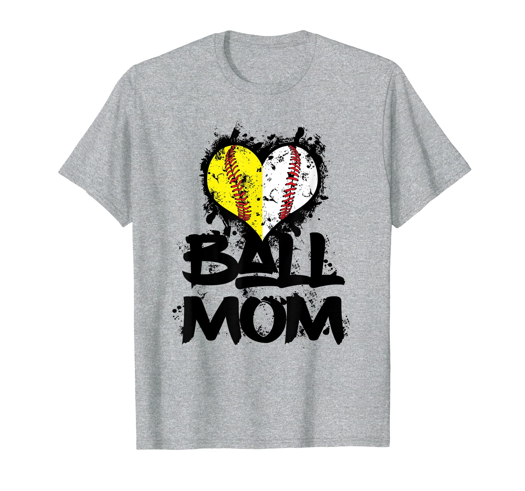 Ball Mom Baseball Heart Seams Softball T-Shirt - Graphic Print Unisex - T-Shirt, Sweatshirt, Hoodie