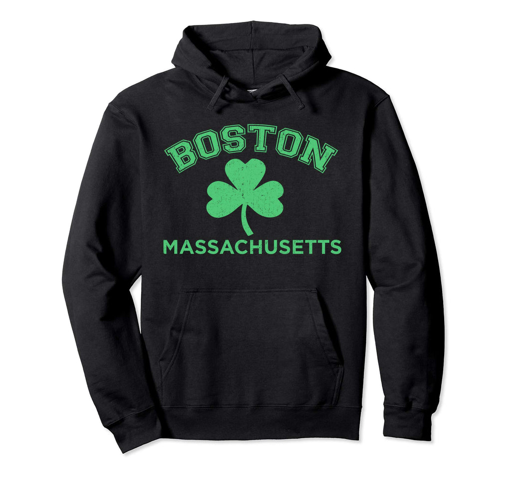 Boston Massachusetts Shamrock Silhouette Hoodie - Graphic Print Unisex - T-Shirt, Sweatshirt, Hoodie