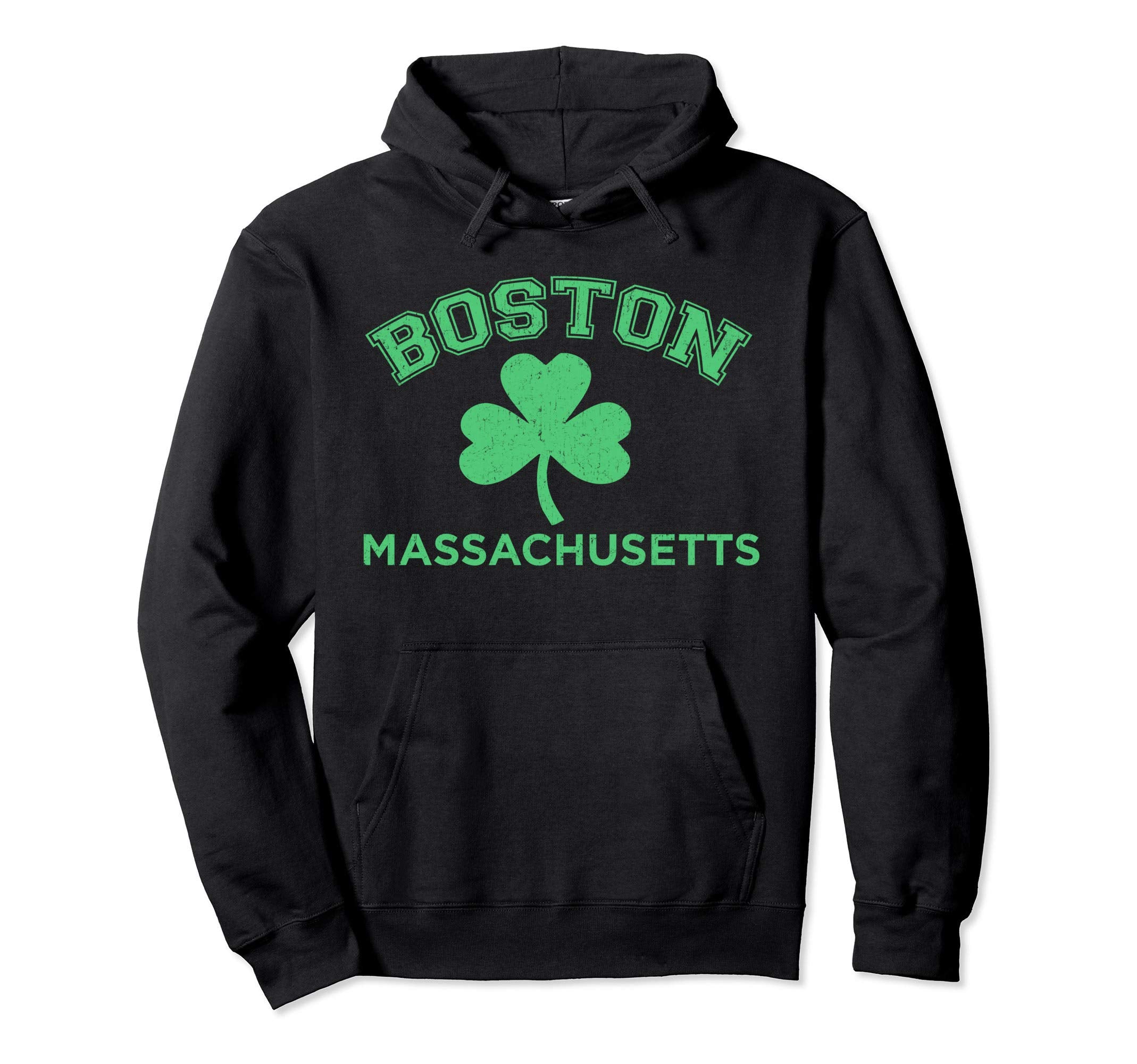 Boston Massachusetts Shamrock Silhouette Hoodie - Graphic Print Unisex - T-Shirt, Sweatshirt, Hoodie