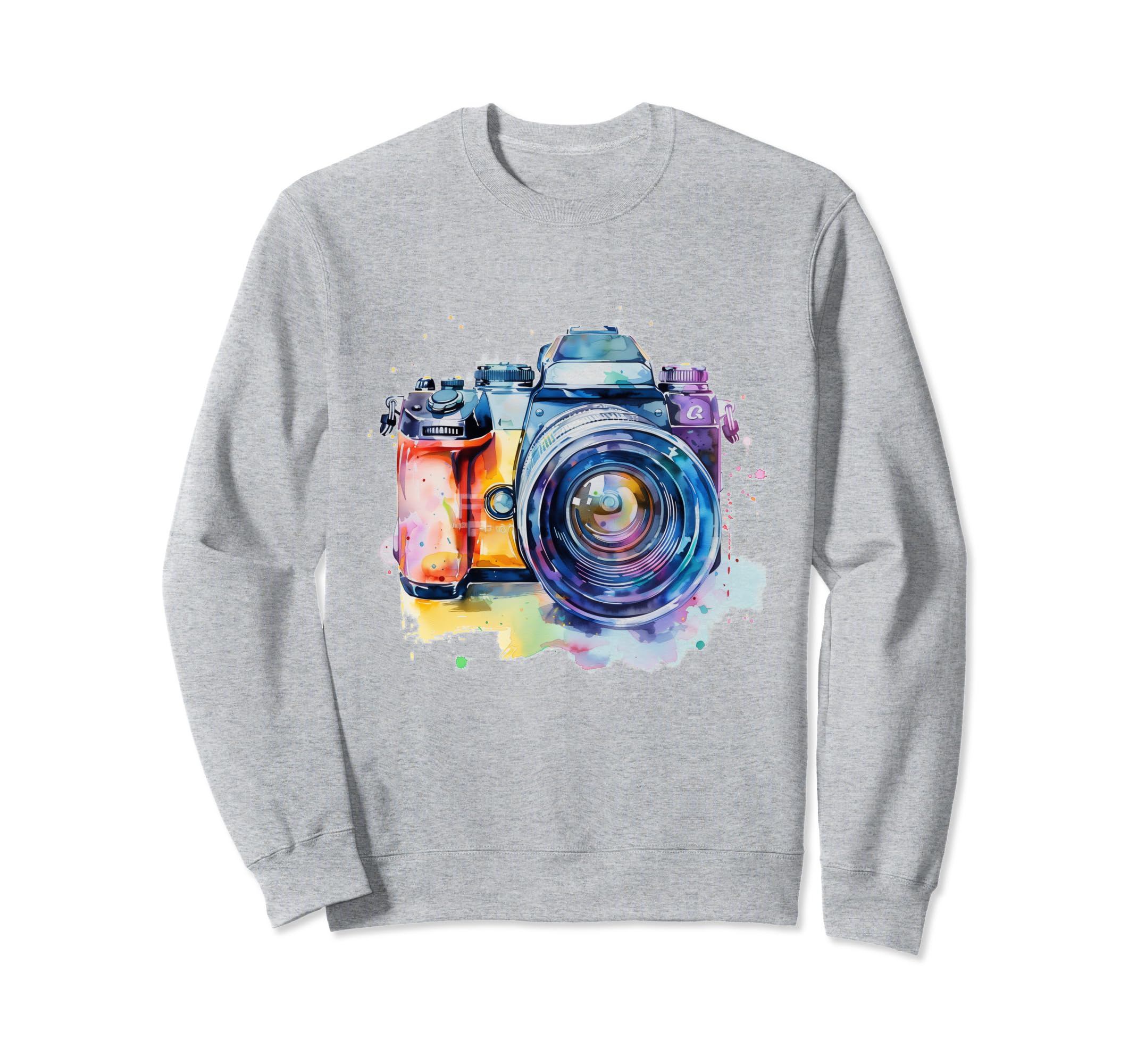 Camera Photography Watercolor Sweatshirt - Fun Novelty Design for Adults - T-Shirt, Sweatshirt, Hoodie