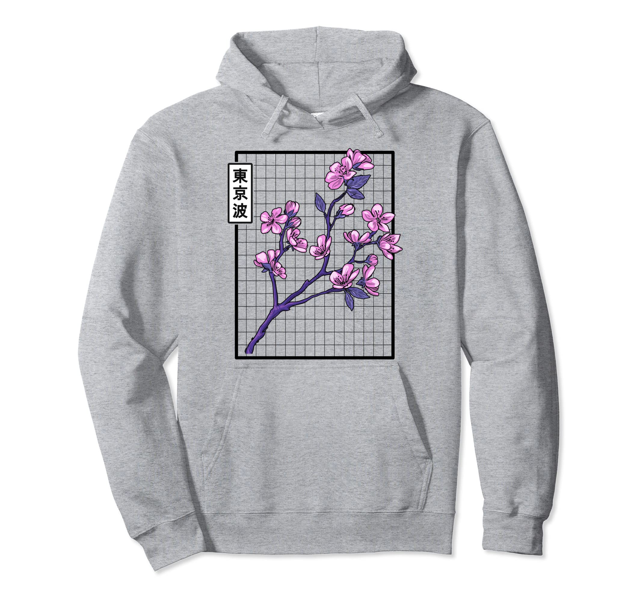 Cherry Blossom Grid Vaporwave Hoodie - Casual Everyday Wear Unisex - T-Shirt, Sweatshirt, Hoodie