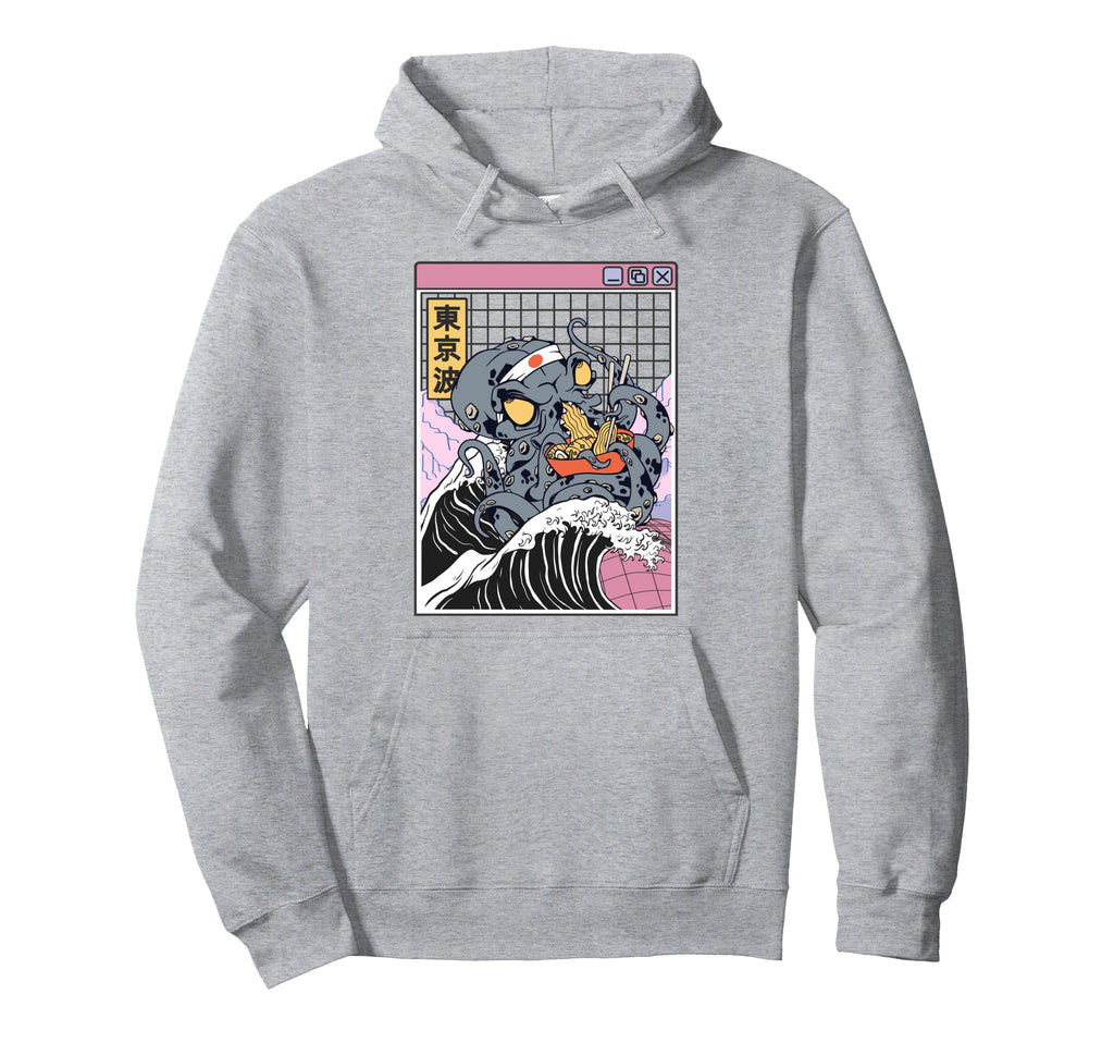 Kraken Eating Ramen Kanagawa Wave Hoodie - Streetwear Style Men Women - T-Shirt, Sweatshirt, Hoodie