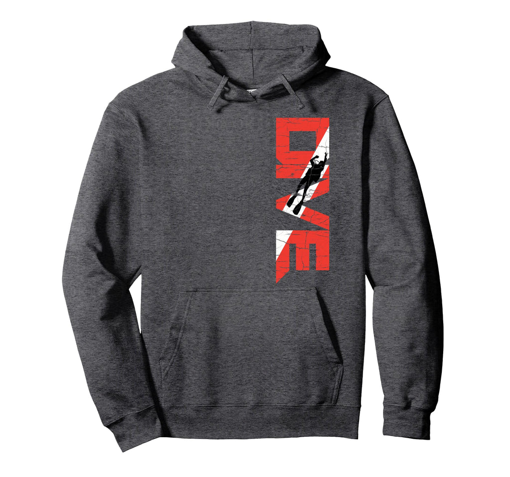 Distressed Scuba Diving Dive Hoodie - Minimalist Print for Adults - T-Shirt, Sweatshirt, Hoodie
