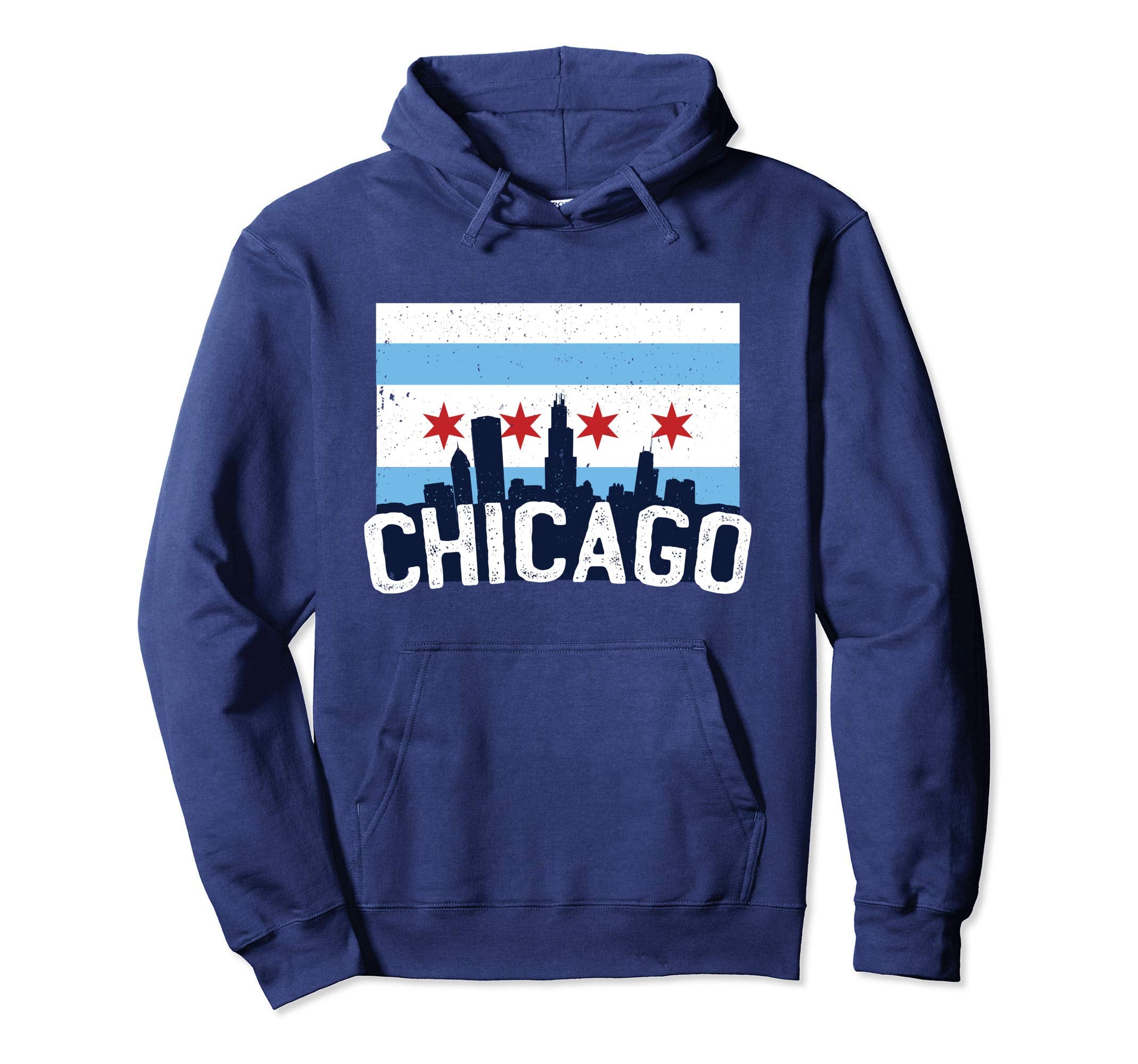 Chicago City Flag Outline Illinois Hoodie - Novelty Apparel Men Women - T-Shirt, Sweatshirt, Hoodie