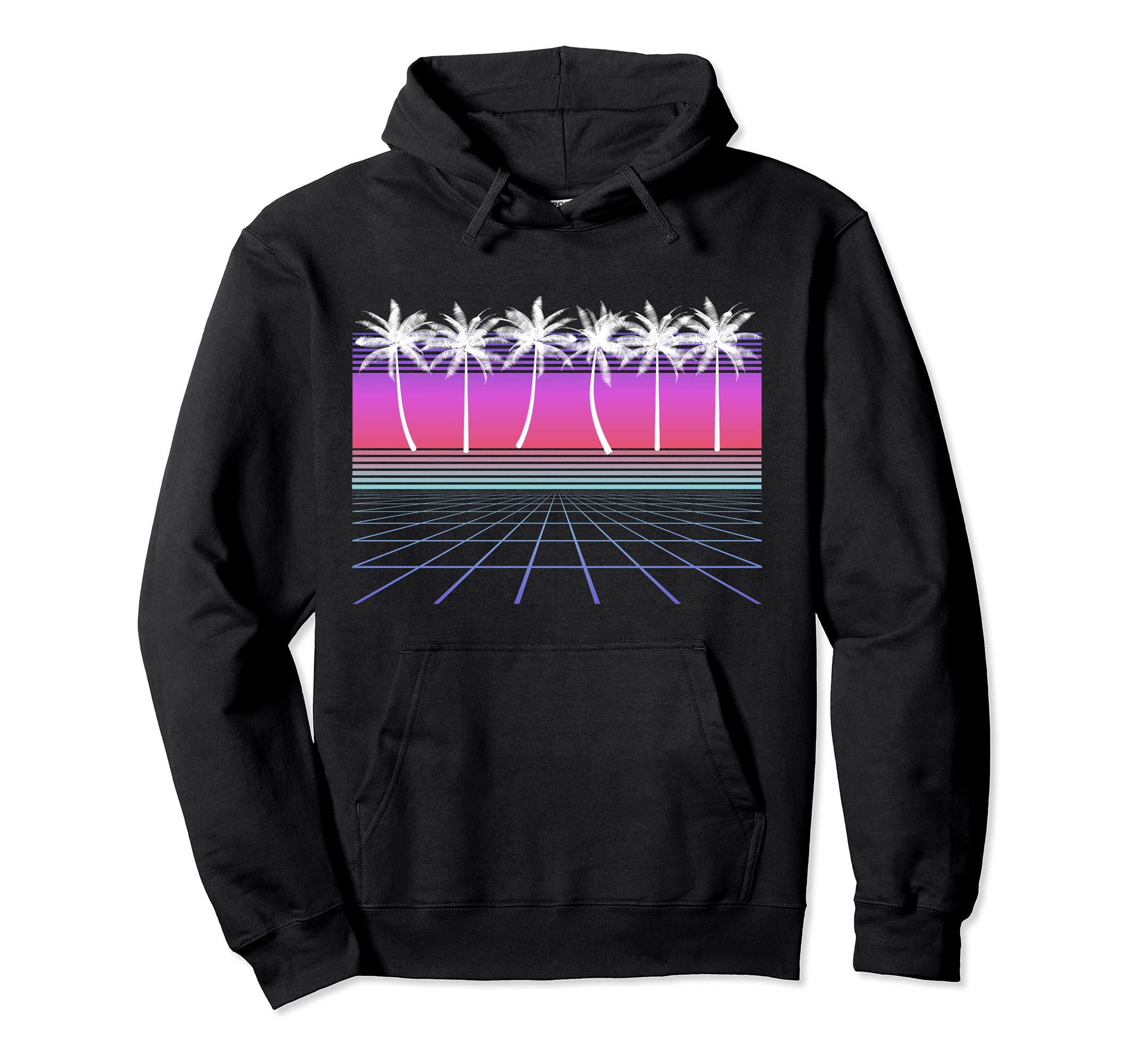 Palm Trees 80S 90S Vaporwave Hoodie - Minimalist Print for Adults - T-Shirt, Sweatshirt, Hoodie