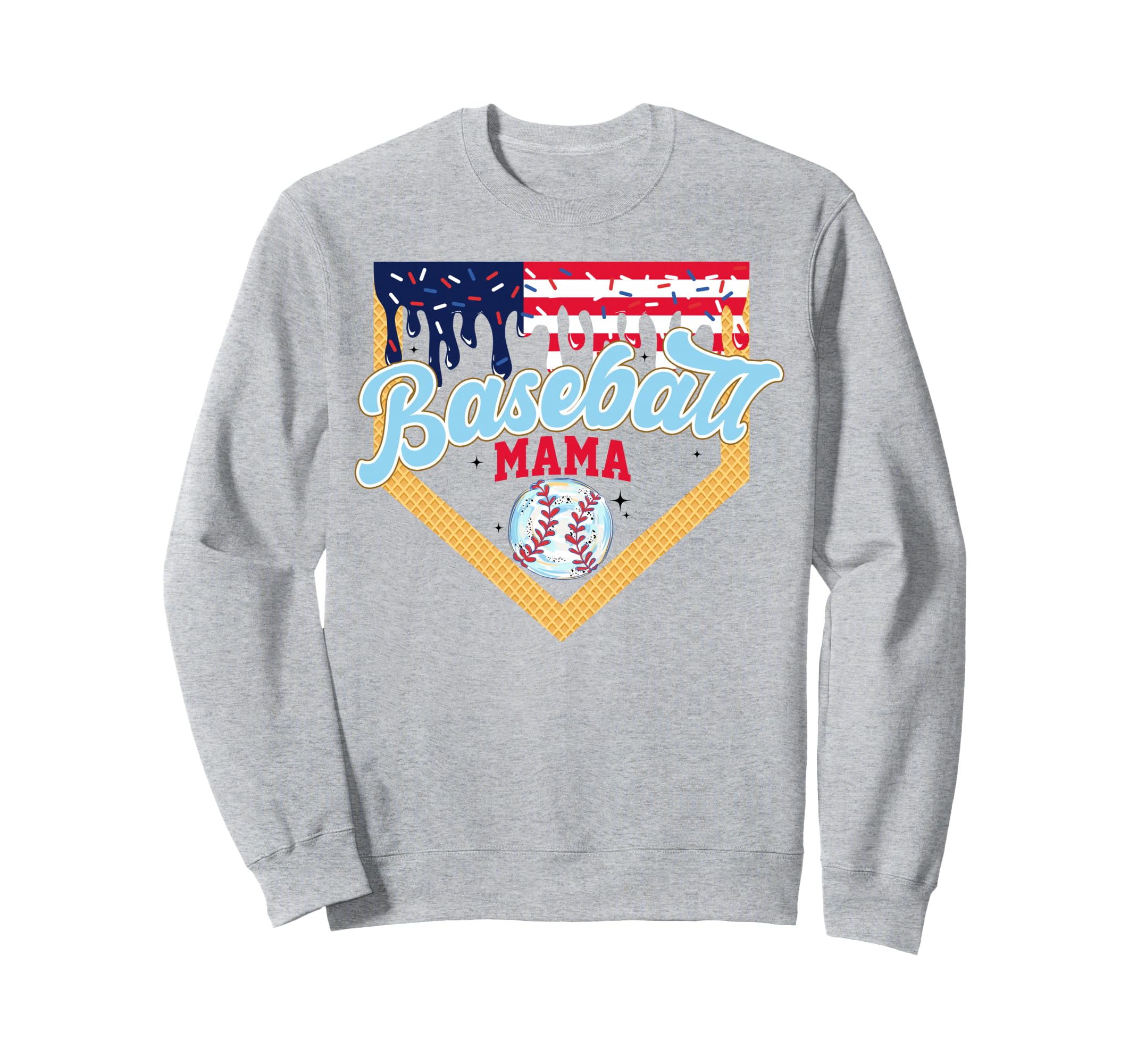 Mama Baseball Ice Cream Drip Mom Sweatshirt - Trendy Graphic Unisex - T-Shirt, Sweatshirt, Hoodie