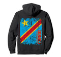 Congo Flag Distressed Congolese Hoodie - Unique Graphic Men Women - T-Shirt, Sweatshirt, Hoodie
