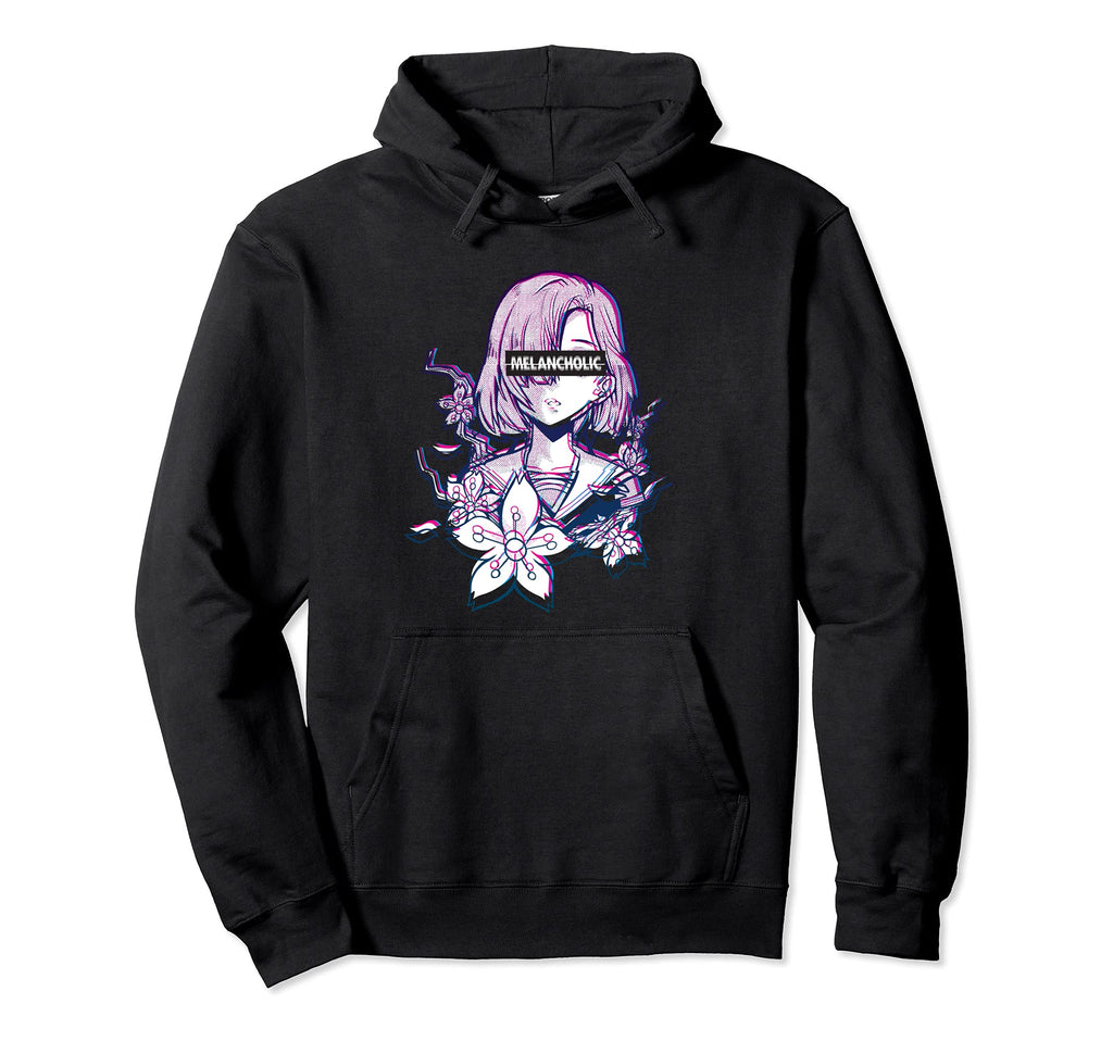 Glitch Anime Vaporwave And Anime And Hoodie - Minimalist Print for Adults - T-Shirt, Sweatshirt, Hoodie