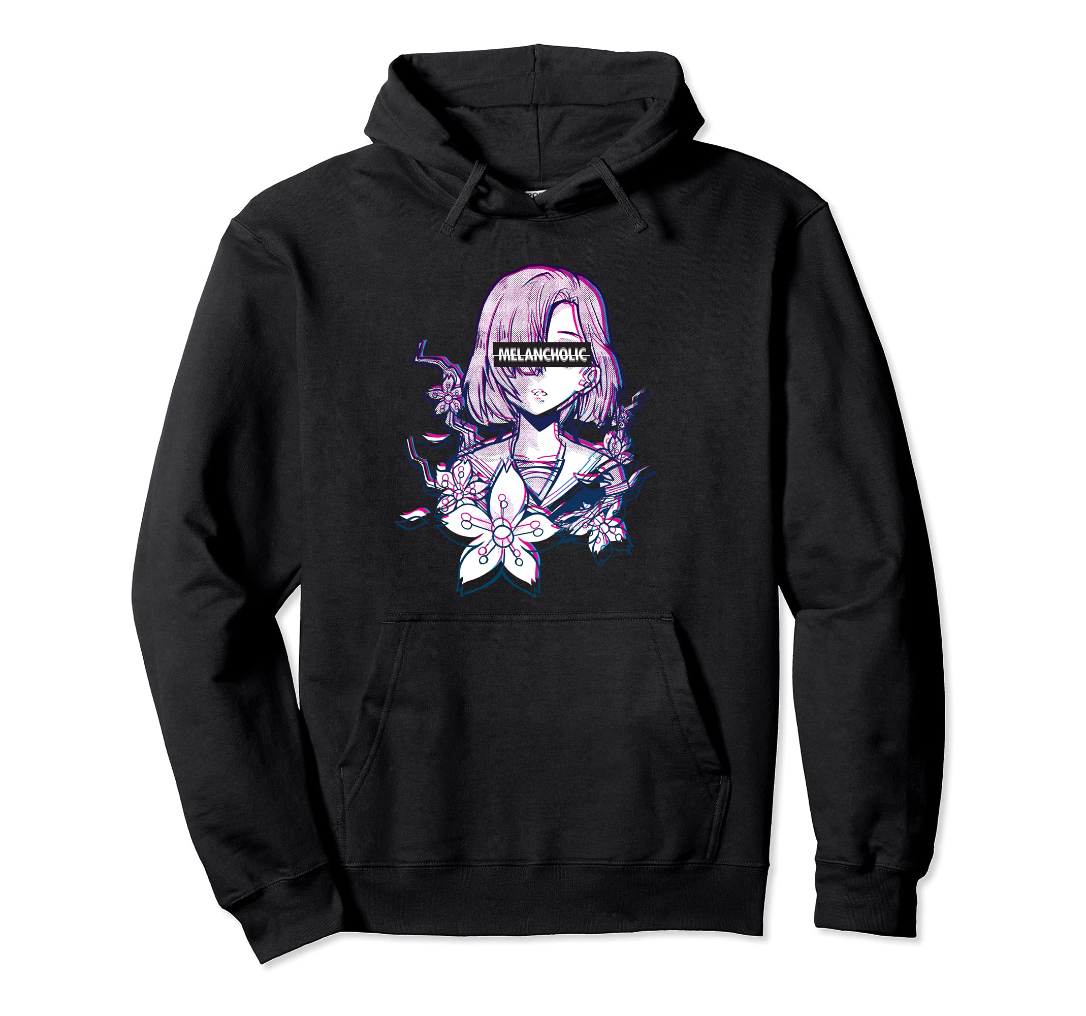 Glitch Anime Vaporwave And Anime And Hoodie - Minimalist Print for Adults - T-Shirt, Sweatshirt, Hoodie