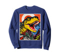 Dinosaur 90S Pop Art Aesthetic Sweatshirt - Fun Novelty Design Men Women - T-Shirt, Sweatshirt, Hoodie