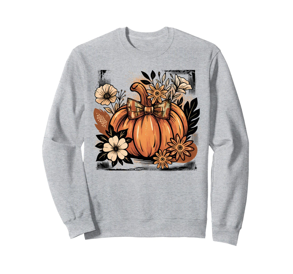 Floral Fall Pumpkin Autumn Boho Sweatshirt - Custom Art Print for Adults - T-Shirt, Sweatshirt, Hoodie