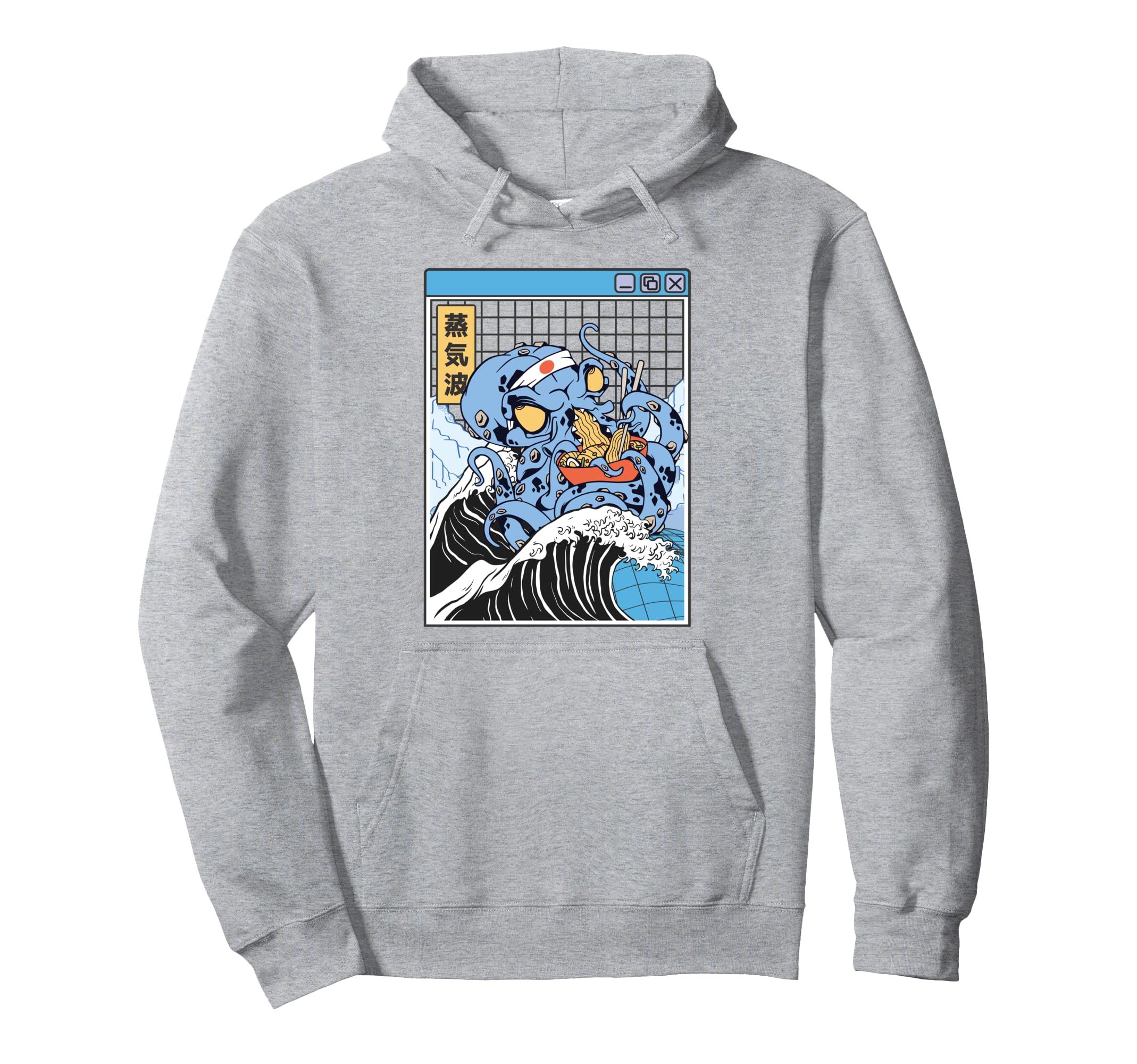 Kraken Eating Ramen Kanagawa Wave Hoodie - Custom Art Print for Adults - T-Shirt, Sweatshirt, Hoodie