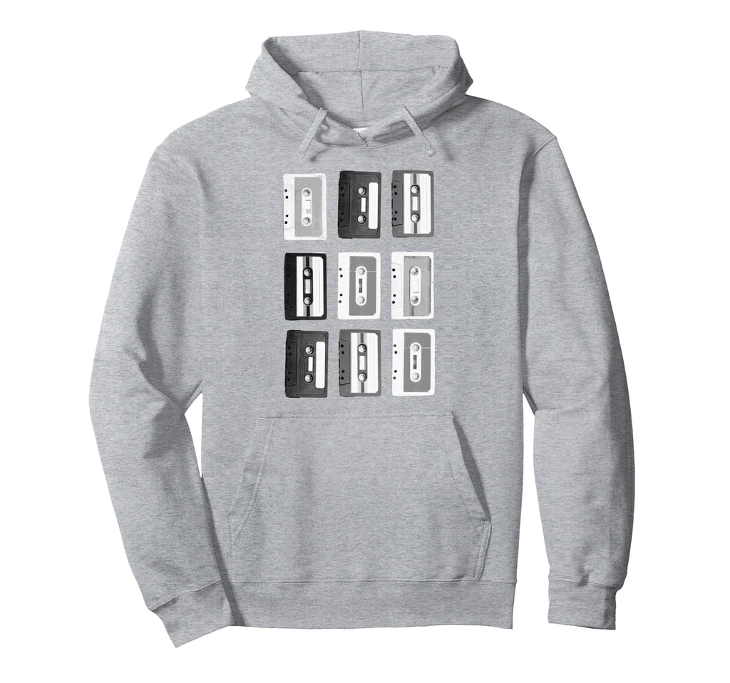 Trendy Cassette Tapes Grid Hoodie - Minimalist Print Men Women - T-Shirt, Sweatshirt, Hoodie