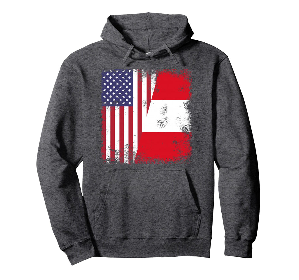 Half Peruvian Flag Peru Usa Gift Hoodie - Streetwear Style Unisex - T-Shirt, Sweatshirt, Hoodie