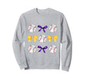 Baseballs Purple Gold Bows Ball Mom Sweatshirt - Fun Novelty Design Unisex - T-Shirt, Sweatshirt, Hoodie