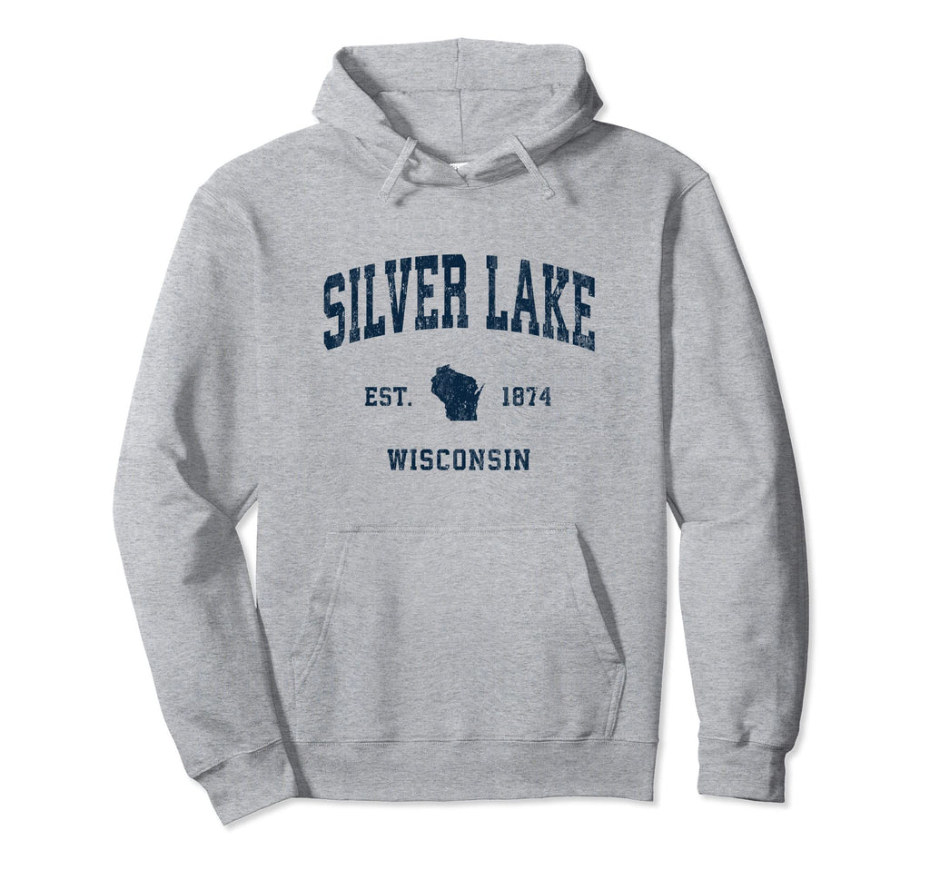 Silver Lake Wisconsin Wi Athletic Navy Hoodie - Minimalist Print Unisex - T-Shirt, Sweatshirt, Hoodie