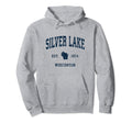 Silver Lake Wisconsin Wi Athletic Navy Hoodie - Minimalist Print Unisex - T-Shirt, Sweatshirt, Hoodie