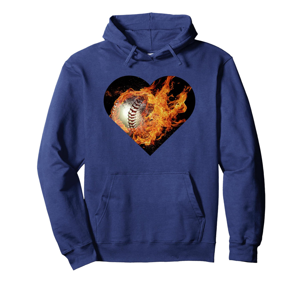 Flaming Baseball Heart Mom Hoodie - Aesthetic Graphic Men Women - T-Shirt, Sweatshirt, Hoodie