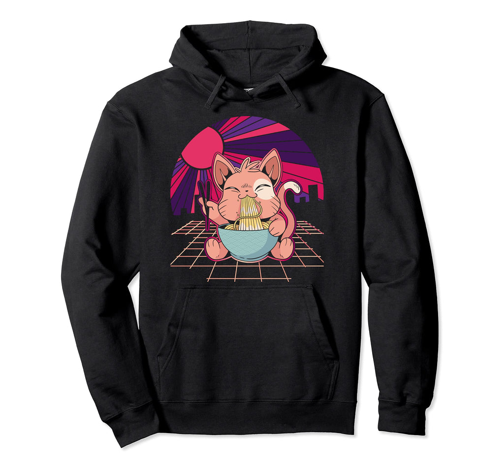 Kawaii Cat Ramen Lover Anime Hoodie - Casual Everyday Wear for Adults - T-Shirt, Sweatshirt, Hoodie